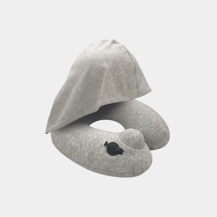 Travelmall 3D Inflatable Nursing Neck Pillow with Patented Pump and Hood