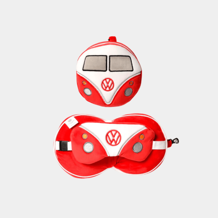 Travelmall 3D Volkswagen Shaped Travel Pillow & with Eye Mask Set