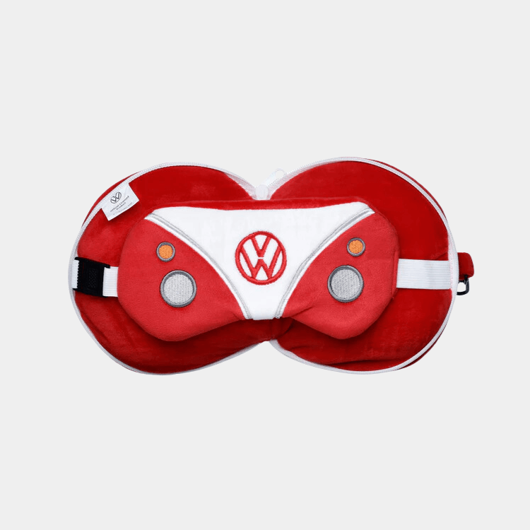 Travelmall 3D Volkswagen Shaped Travel Pillow & with Eye Mask Set