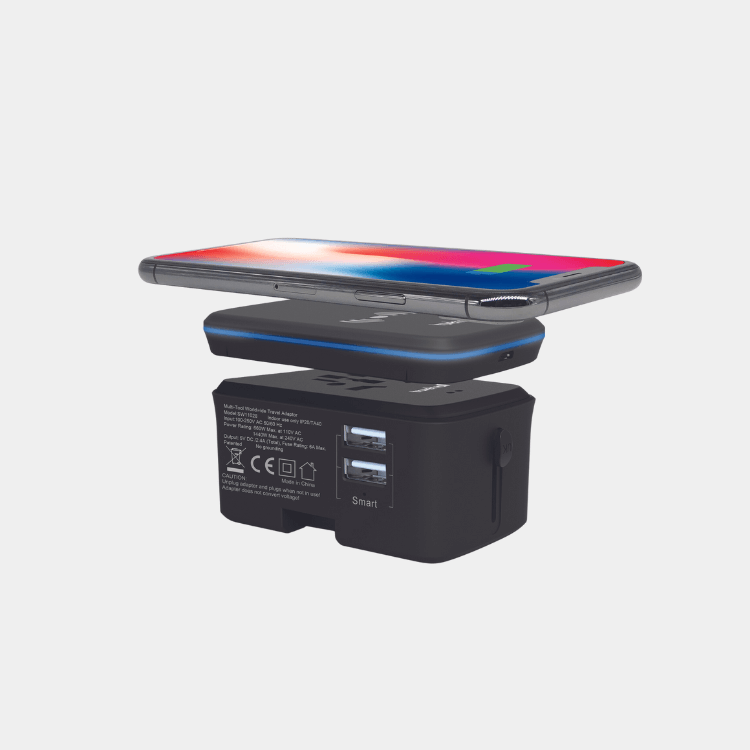Travelmall Multi-functional Travel Adaptor with 10W Wireless Charger