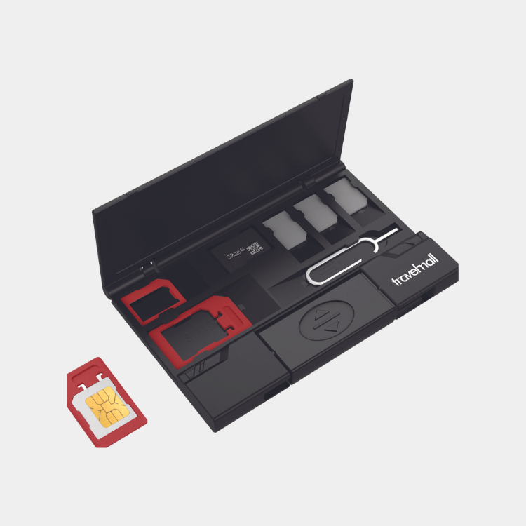 Travelmall Ultra Slim Multi-Storage SIM Card Organizer with Type C OTG reader