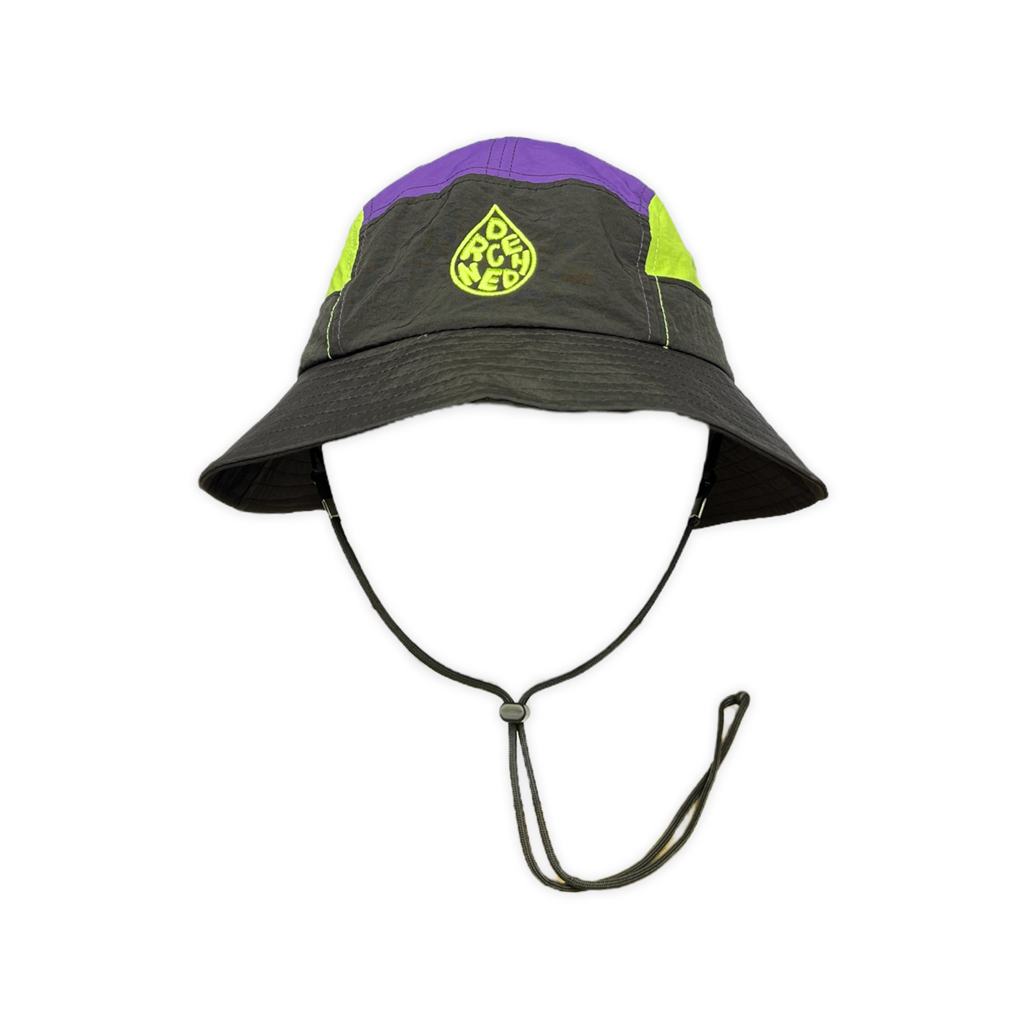 5-Panel Bucket Hat - black / purple / neon green