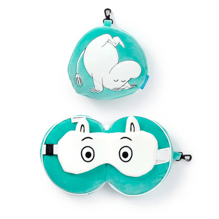 Travelmall 3D Moomins Shaped Travel Pillow & with Eye Mask Set