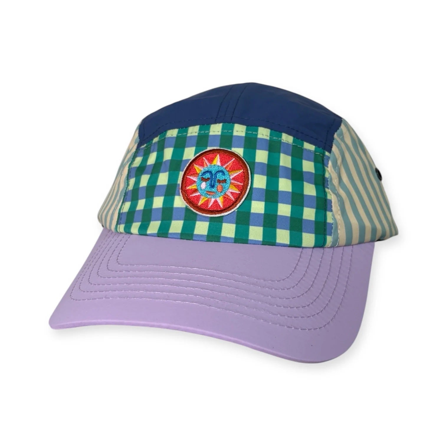 5 Panel Cap - Smitten By Pattern Collab Gingham Blues