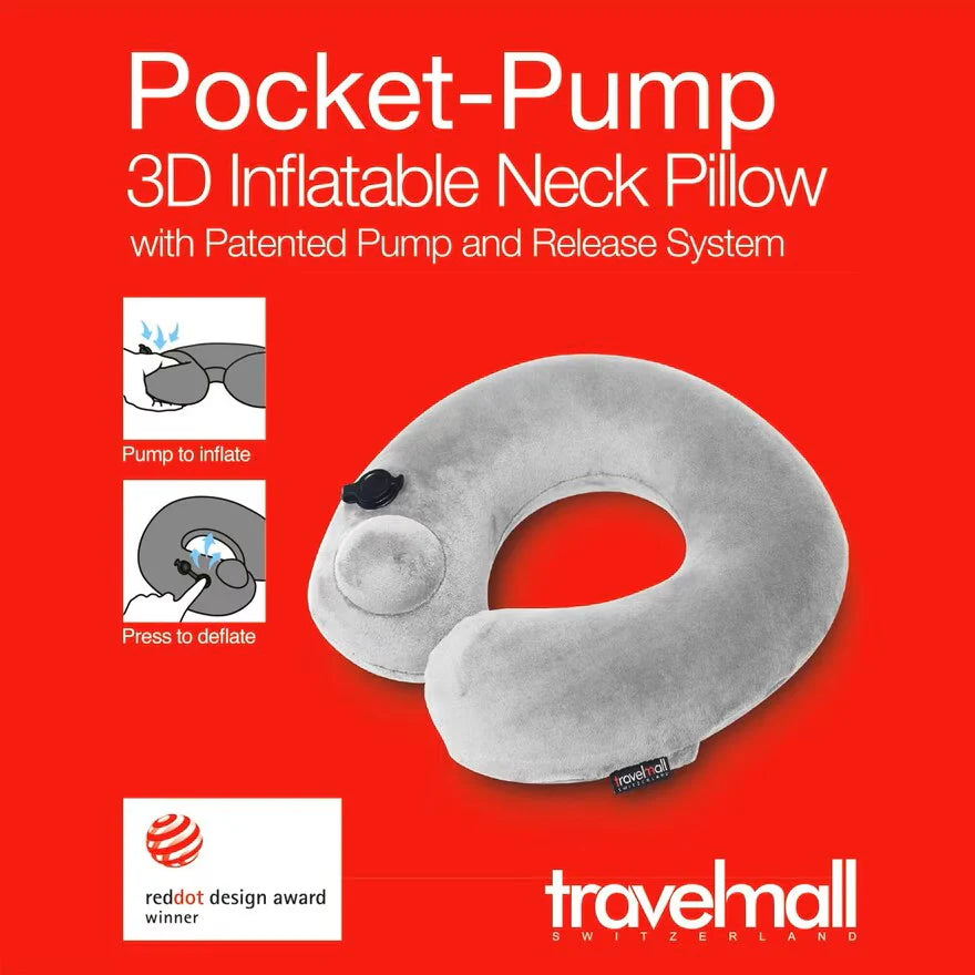 Travelmall Pocket-Pump 3D Inflatable Neck Pillow